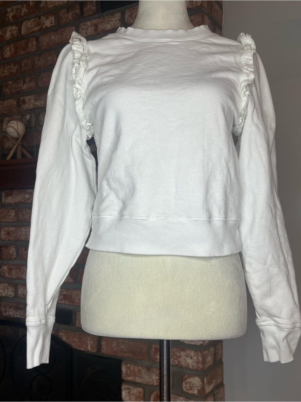 PAIGE White Ruffle-Shoulder Sweatshirt - Picture 2 of 5